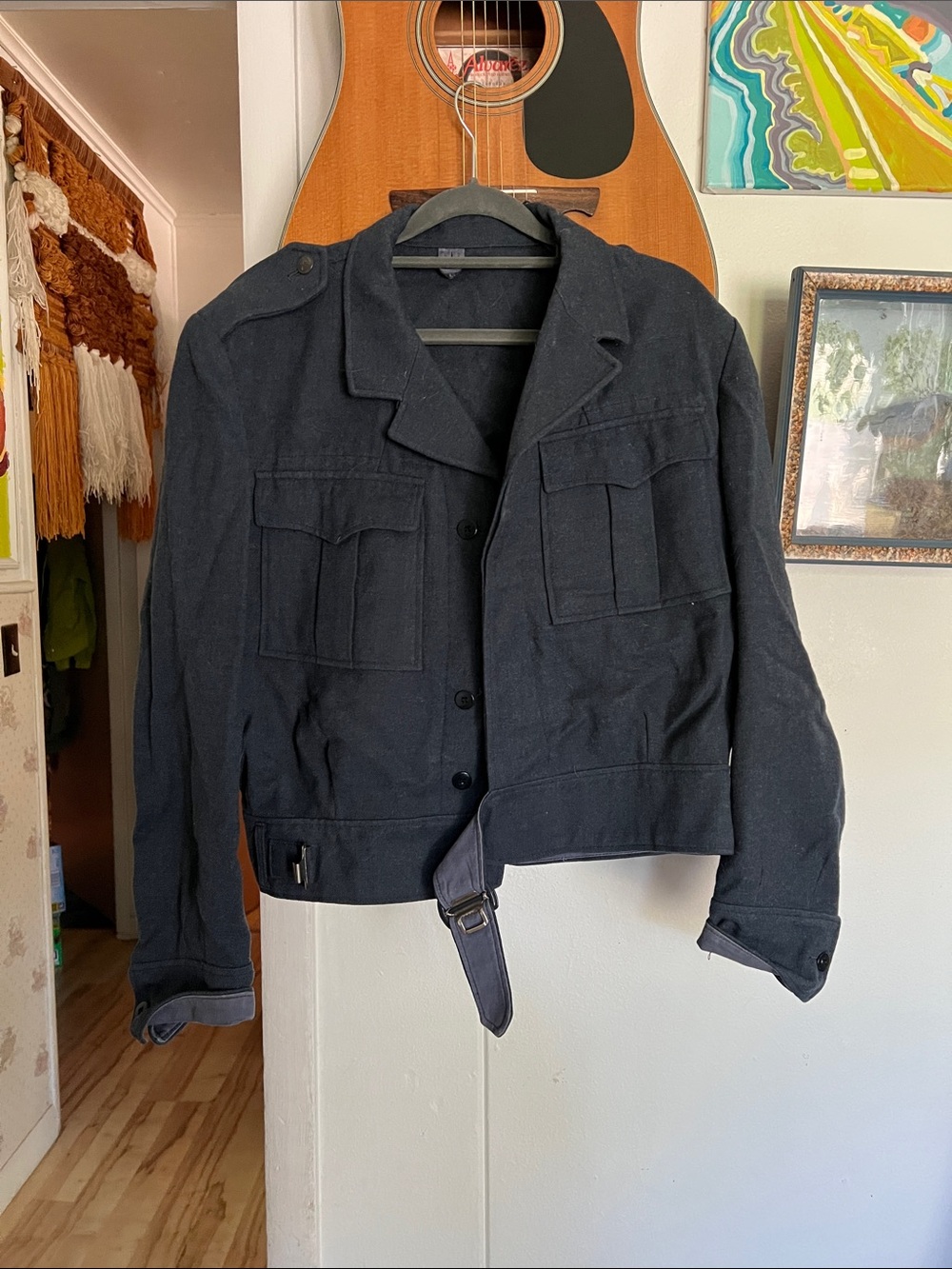 Vintage Norwegian Air Force Blue Wool Utility Jacket Flyvapnet size 52 Men’s